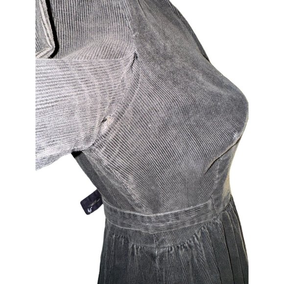 Vintage Hippie Dress by Trivia Corduroy Dress Midi Deep V 1970s - Picture 4 of 6